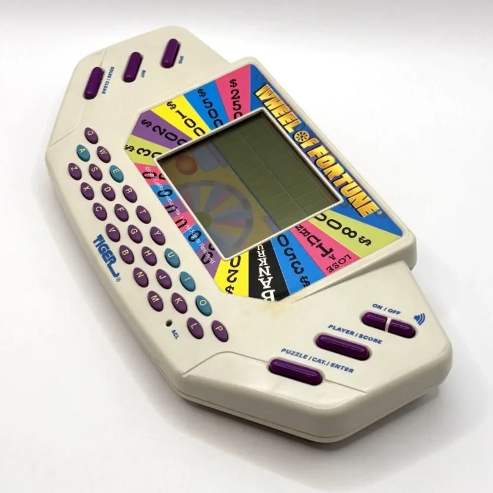 Vintage Wheel of Fortune Electronic Game w/ Cartridge Complete Works Tiger 1995